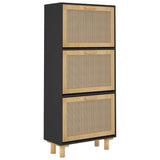 Schoenenkast 52X25X Bewerkt Hout En Rattan Zwart