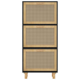 Schoenenkast 52X25X Bewerkt Hout En Rattan Zwart