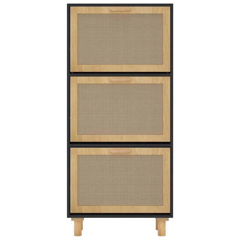 Schoenenkast 52X25X Bewerkt Hout En Rattan Zwart