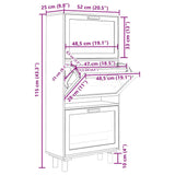 Schoenenkast 52X25X Bewerkt Hout En Rattan Zwart