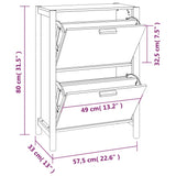 Schoenenkast 57,5X33X80 Cm Bewerkt Hout