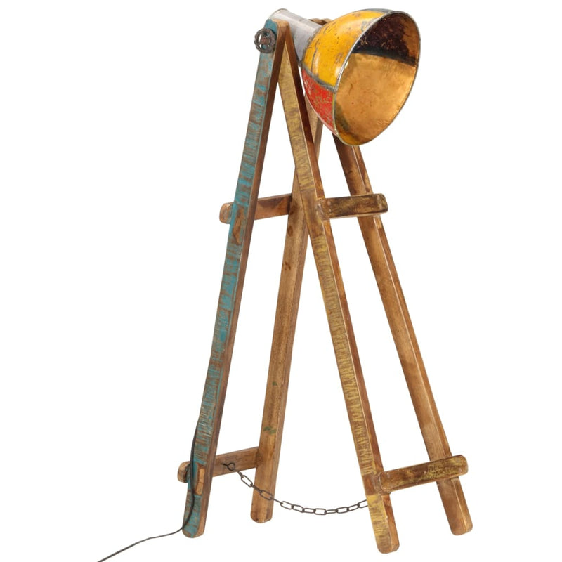 Vloerlamp E27 Massief Mangohout Messingkleurig