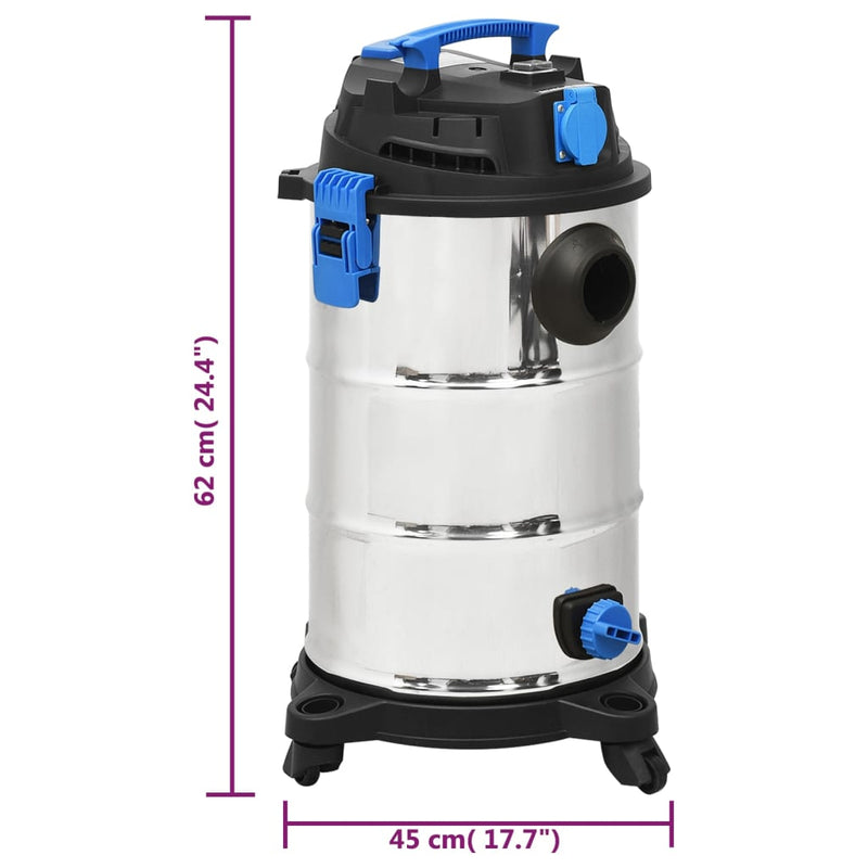 Nat- En Droogzuiger 1200 W 30 L Zilverkleurig