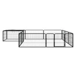 Hondenkennel 12 Panelen 100X50 Cm Gepoedercoat Staal Zwart