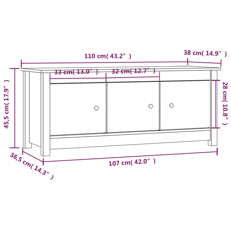 Schoenenkast 110X38X45,5 Cm Massief Grenenhout