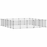 Huisdierenkooi Met Deur 20 Panelen 35X35 Cm Staal Zwart
