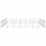 Huisdierenkooi Met Deur 28 Panelen 35X35 Cm Staal Zwart