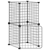 Huisdierenkooi Met Deur 8 Panelen 35X35 Cm Staal Zwart