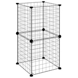 Huisdierenkooi Met Deur 8 Panelen 35X35 Cm Staal Zwart