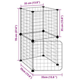 Huisdierenkooi Met Deur 8 Panelen 35X35 Cm Staal Zwart