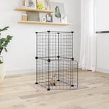 Huisdierenkooi Met Deur 8 Panelen 35X35 Cm Staal Zwart