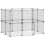Huisdierenkooi Met Deur 20 Panelen 35X35 Cm Staal Zwart