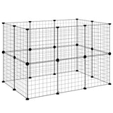 Huisdierenkooi Met Deur 20 Panelen 35X35 Cm Staal Zwart