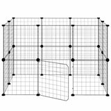 Huisdierenkooi Met Deur 20 Panelen 35X35 Cm Staal Zwart