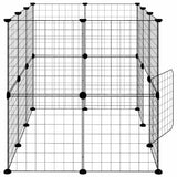 Huisdierenkooi Met Deur 20 Panelen 35X35 Cm Staal Zwart