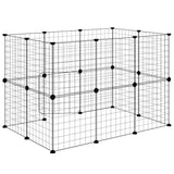 Huisdierenkooi Met Deur 20 Panelen 35X35 Cm Staal Zwart