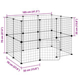 Huisdierenkooi Met Deur 20 Panelen 35X35 Cm Staal Zwart