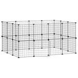 Huisdierenkooi Met Deur 28 Panelen 35X35 Cm Staal Zwart