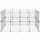 Huisdierenkooi Met Deur 28 Panelen 35X35 Cm Staal Zwart