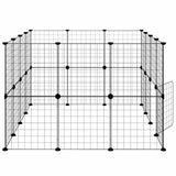 Huisdierenkooi Met Deur 28 Panelen 35X35 Cm Staal Zwart