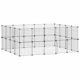 Huisdierenkooi Met Deur 36 Panelen 35X35 Cm Staal Zwart