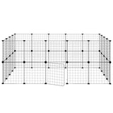 Huisdierenkooi Met Deur 36 Panelen 35X35 Cm Staal Zwart