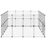 Huisdierenkooi Met Deur 36 Panelen 35X35 Cm Staal Zwart