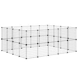 Huisdierenkooi Met Deur 36 Panelen 35X35 Cm Staal Zwart