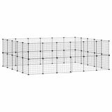 Huisdierenkooi Met Deur 44 Panelen 35X35 Cm Staal Zwart
