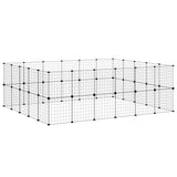 Huisdierenkooi Met Deur 44 Panelen 35X35 Cm Staal Zwart