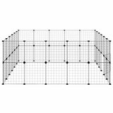 Huisdierenkooi Met Deur 44 Panelen 35X35 Cm Staal Zwart