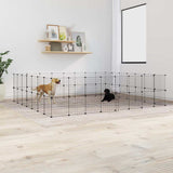Huisdierenkooi Met Deur 60 Panelen 35X35 Cm Staal Zwart