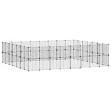 Huisdierenkooi Met Deur 60 Panelen 35X35 Cm Staal Zwart