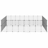Huisdierenkooi Met Deur 60 Panelen 35X35 Cm Staal Zwart