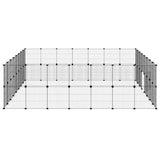 Huisdierenkooi Met Deur 60 Panelen 35X35 Cm Staal Zwart