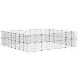 Huisdierenkooi Met Deur 60 Panelen 35X35 Cm Staal Zwart
