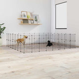 Huisdierenkooi Met Deur 60 Panelen 35X35 Cm Staal Zwart
