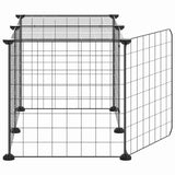 Huisdierenkooi Met Deur 8 Panelen 35X35 Cm Staal Zwart