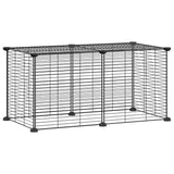 Huisdierenkooi Met 8 Panelen 35X35 Cm Staal Zwart