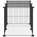 Huisdierenkooi Met 8 Panelen 35X35 Cm Staal Zwart