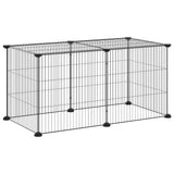 Huisdierenkooi Met 8 Panelen 35X35 Cm Staal Zwart