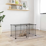 Huisdierenkooi Met Deur 8 Panelen 35X35 Cm Staal Zwart