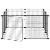 Huisdierenkooi Met Deur 12 Panelen 35X35 Cm Staal Zwart