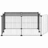Huisdierenkooi Met Deur 12 Panelen 35X35 Cm Staal Zwart