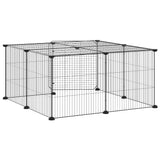Huisdierenkooi Met Deur 12 Panelen 35X35 Cm Staal Zwart