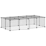 Huisdierenkooi Met Deur 20 Panelen 35X35 Cm Staal Zwart