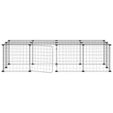 Huisdierenkooi Met Deur 20 Panelen 35X35 Cm Staal Zwart