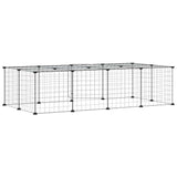 Huisdierenkooi Met Deur 20 Panelen 35X35 Cm Staal Zwart