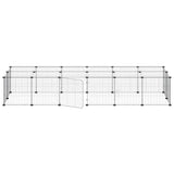 Huisdierenkooi Met Deur 28 Panelen 35X35 Cm Staal Zwart
