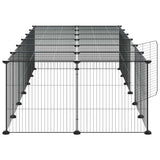 Huisdierenkooi Met Deur 28 Panelen 35X35 Cm Staal Zwart